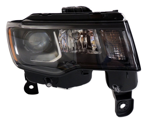 Crown Automotive 68266646AD Right Headlight Assembly for 2016-2022 Jeep WK Grand Cherokee w/ Halogen Bulbs w/ Dark Bezels, Includes Bulbs