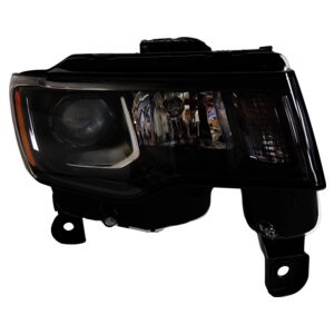 Crown Automotive 68266646AD Right Headlight Assembly for 2016-2022 Jeep WK Grand Cherokee w/ Halogen Bulbs w/ Dark Bezels, Includes Bulbs