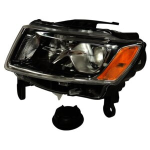 Crown Automotive 68110997AD Left Headlight Assembly w/ Silver Bezels for 2014-2015 Jeep WK Grand Cherokee w/ Halogen Lamps, Includes Bulbs
