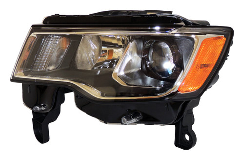 Crown Automotive 68289235AD Left Headlight Assembly for 2017-2022 Jeep WK Grand Cherokee w/ Halogen Bulbs w/ Chrome Bezels, Includes