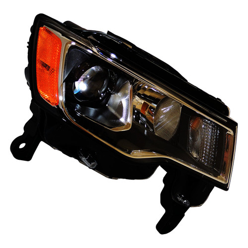 Crown Automotive 68289235AD Left Headlight Assembly for 2017-2022 Jeep WK Grand Cherokee w/ Halogen Bulbs w/ Chrome Bezels, Includes