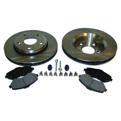 Crown Automotive 52060137K Front Disc Brake Service Kit for 2007-2018 Jeep JK Wrangler w/ 11.89" Rotors, Includes 2 Rotors, 1 Pad Set and