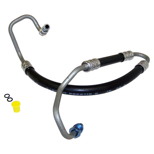 Crown Automotive 52088452AD Power Steering Pressure Hose for 1999-2004 Jeep Grand Cherokee w/ 4.0L Engine - Black, Silver Metal, Rubber