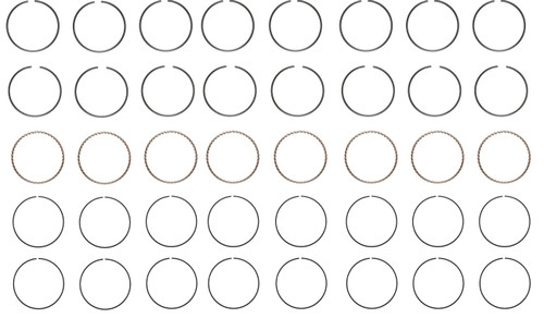 Enginetech R37558-STD Cast Standard Piston Ring Set for 1955-1981 Chevy Ford Mercury Jeep 4.3L-5.6L 265-340ci V8 - Complete Engine Ring Set