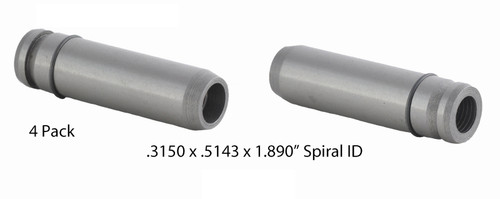 Enginetech GD7577 Exhaust Valve Guides for 1987-2000 Chrysler Dodge Mitsubishi Plymouth - .3150 ID x .5143 OD x 1.89" L - Spiral ID