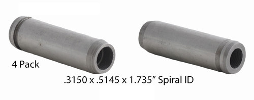 Valve Guide 4 Count - .3150 x .5145 x 1.735" - Iron Spiral Reamed - GD7576