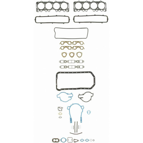 Fel-Pro OS 30214 C Oil Pan Gasket Set for 1969-1993 Ford/Lincoln/Mercury - Blue Stripe cork-rubber - fits Country Sedan, Fairlane, Falcon,