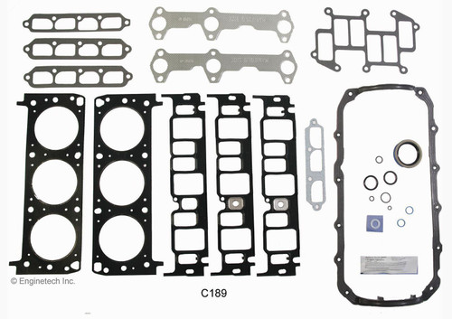Enginetech C189 Rebuilder Gasket Kit OEM-Spec for 1987-1995 Chevrolet 173ci-189ci V6 - Excludes Rear Main Seal and Valve Stem Seals