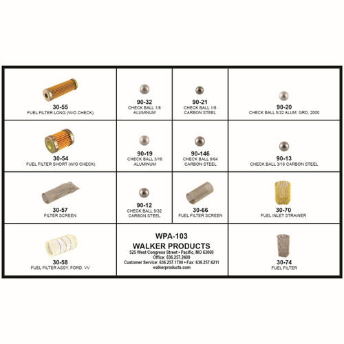 Walker Products Carb Filter and Ball Kit WPA-103