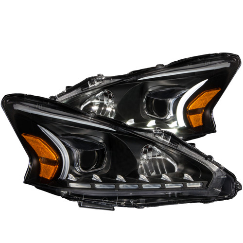 Anzo Projector Headlights with Plank Style Design in Black Housing for Nissan Altima