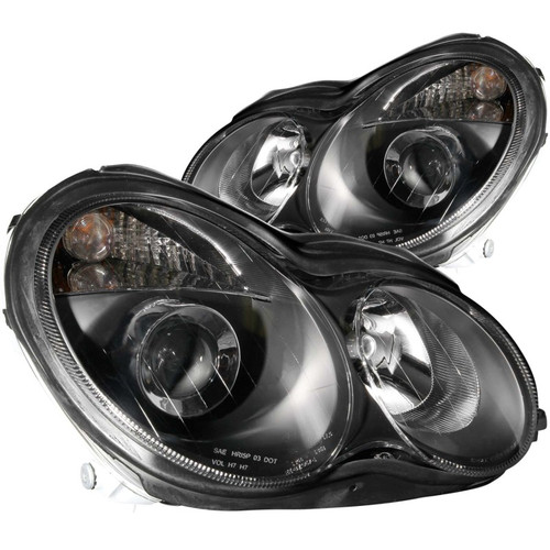 Anzo Projector Headlights with Black Housing for Mercedes Benz C Class W203