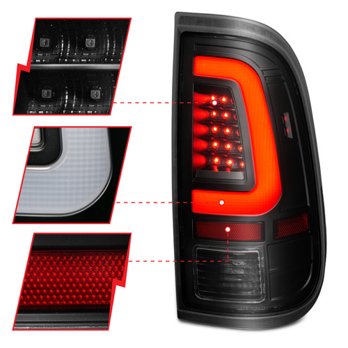 Anzo LED Tail Lights with Light Bar in Black Housing Smoke Lens for Ford F-250