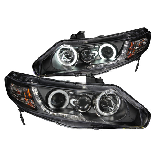 Anzo Projector Headlights for 2006-2011 Honda Civic w/ Halo Black (CCFL)