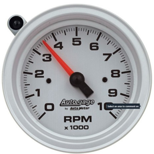 AutoMeter Tachometer Gauge with 10K RPM, 3 3/4in Pedestal, and External Shift-Light - Silver Dial/Black Case