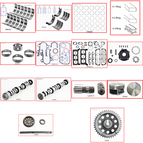 Enginetech MKCR3.8CP Master Engine Rebuild Kit for 2001-2003 Chrysler 3.8L V6 .040" Over Bore (3.820")