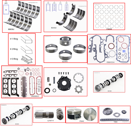 Enginetech MKCR3.8EP Master Engine Rebuild Kit for 2006-2007 Dodge 3.8L V6 .040" Over Bore (3.820")
