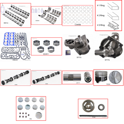 Enginetech MKC366CP Master Engine Rebuild Kit for 1986-1990 Chevy 366 6.0L V8 .040" Over Bore (3.980")