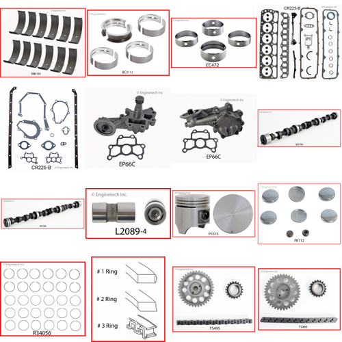 Enginetech MKCR225A Master Engine Rebuild Kit for 1982-1987 Dodge 3.7L V6 .060" Over Bore (3.460")