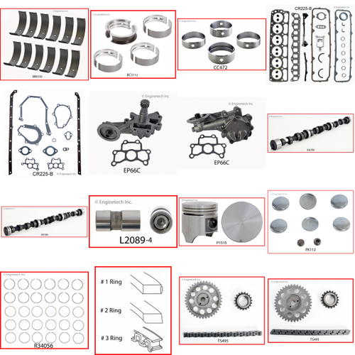 Enginetech MKCR225A Master Engine Rebuild Kit for 1982-1987 Dodge 3.7L V6 Standard Bore (3.400")