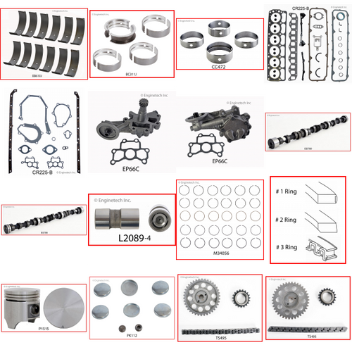 Enginetech MKCR225AP Master Engine Rebuild Kit for 1982-1987 Dodge 3.7L V6 .030" Over Bore (3.430")