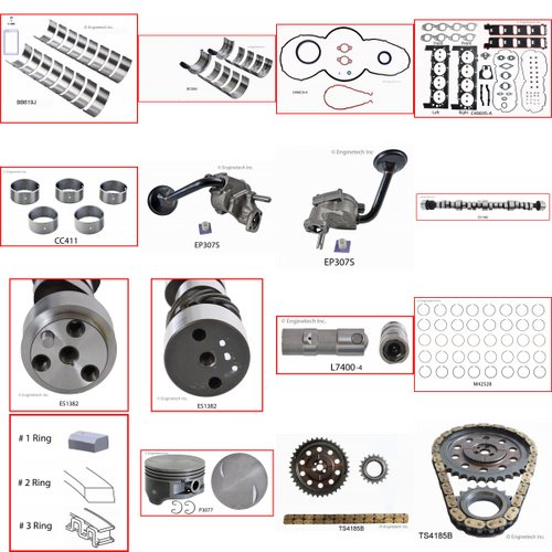 Enginetech MKC496AP Master Engine Rebuild Kit for 2001-2001 Chevy 496 8.1L V8 .060" Over Bore (4.310")