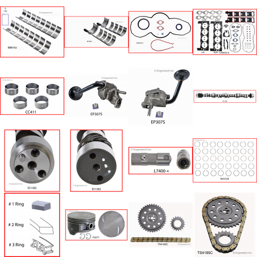 Enginetech MKC496BP Master Engine Rebuild Kit for 2002-2003 Chevy 496 8.1L V8 .030" Over Bore (4.280")