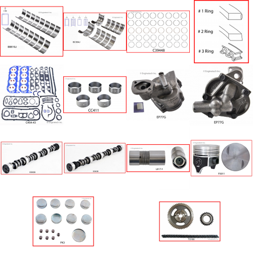 Enginetech MKC366P Master Engine Rebuild Kit for 1969-1972 Chevy 366 6.0L V8 .040" Over Bore (3.980")