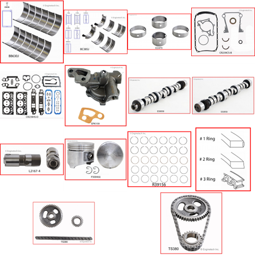 Enginetech MKCR239E Master Engine Rebuild Kit for 1998-2003 Dodge 3.9L V6 Standard Bore (3.910")