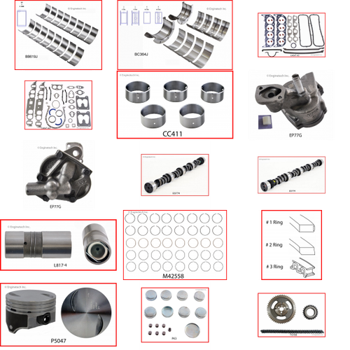 Enginetech MKC454CP Master Engine Rebuild Kit for 1980-1983 Chevy 454 7.4L V8 Standard Bore (4.250")