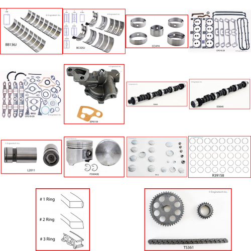 Enginetech MKCR318D Master Engine Rebuild Kit for 1986-1987 Dodge 5.2L V8 Standard Bore (3.910")