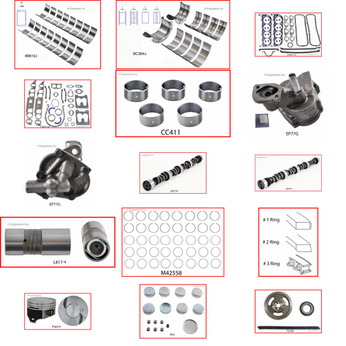 Enginetech MKC454DP Master Engine Rebuild Kit for 1984-1990 Chevy 454 7.4L V8 .030" Over Bore (4.280")