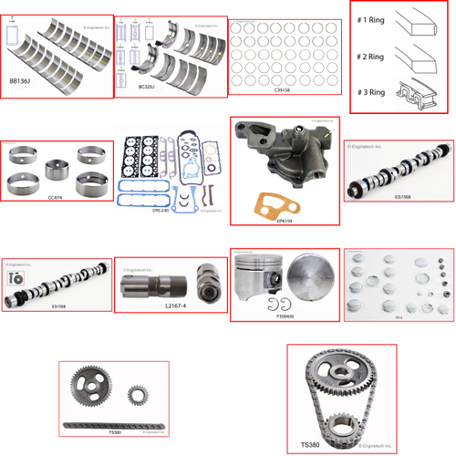 Enginetech MKCR318JP Master Engine Rebuild Kit for 1994-2001 Dodge 5.2L V8 .060" Over Bore (3.970")