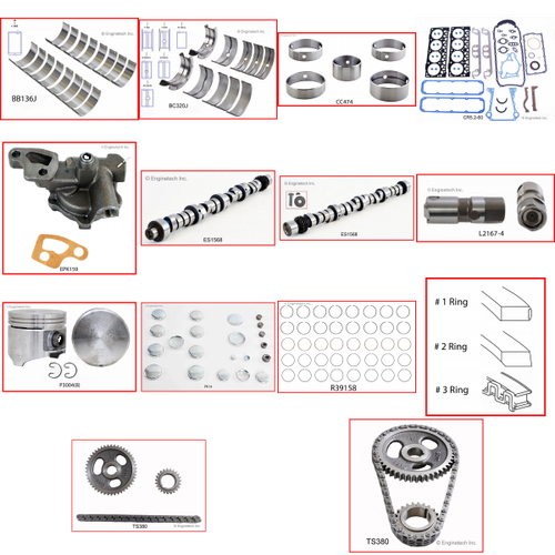 Enginetech MKCR318J Master Engine Rebuild Kit for 1994-2001 Dodge 5.2L V8 Standard Bore (3.910")