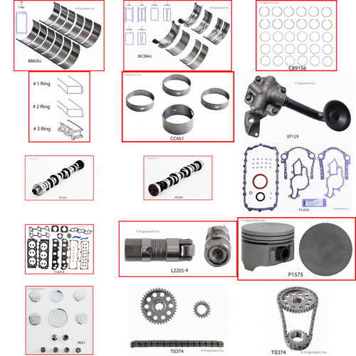 Enginetech MKF183EP Master Engine Rebuild Kit for 1992-1998 Ford 183 3.0L V6 .020" Over Bore (3.525")