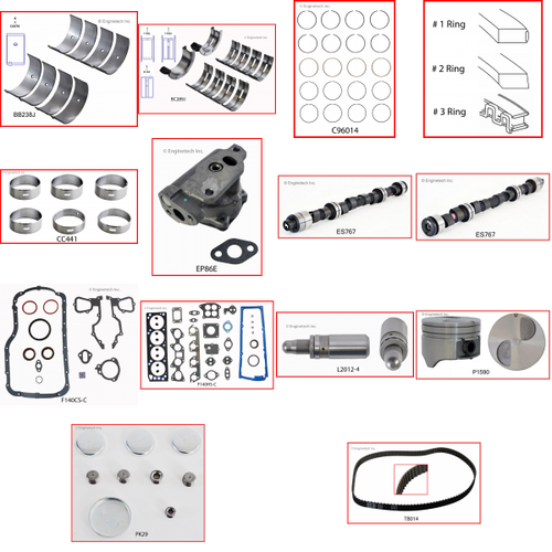 Enginetech MKF140NP Master Engine Rebuild Kit for 1989-1990 Ford 140 2.3L 4-Cyl .040" Over Bore (3.820")