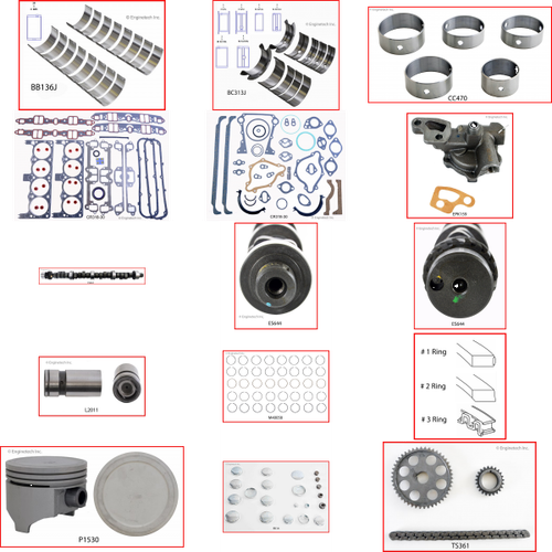 Enginetech MKCR360GP Master Engine Rebuild Kit for 1974-1976 Plymouth 5.9L V8 .030" Over Bore (4.030")