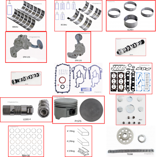 Enginetech MKF183Q Master Engine Rebuild Kit for 1999-1999 Ford 183 3.0L V6 .030" Over Bore (3.535")