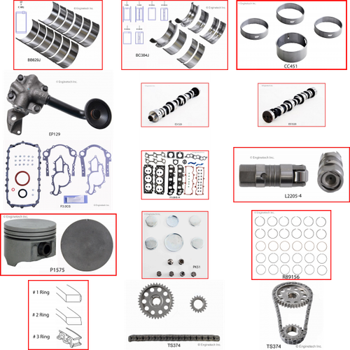 Enginetech MKF183E Master Engine Rebuild Kit for 1992-1998 Ford 183 3.0L V6 .030" Over Bore (3.535")