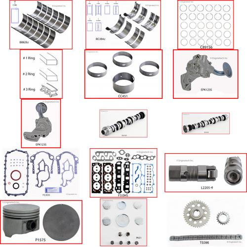 Enginetech MKF183QP Master Engine Rebuild Kit for 1999-1999 Ford 183 3.0L V6 Standard Bore (3.505")