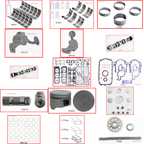 Enginetech MKF183T Master Engine Rebuild Kit for 1999-2001 Ford 183 3.0L V6 .030" Over Bore (3.535")