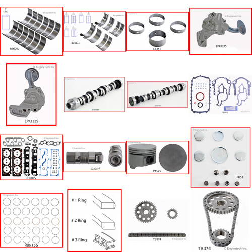 Enginetech MKF183M Master Engine Rebuild Kit for 1993-1998 Ford 183 3.0L V6 Standard Bore (3.505")