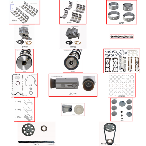 Enginetech MKF244P Master Engine Rebuild Kit for 1990-1993 Ford 244 4.0L V6 .030" Over Bore (3.985")