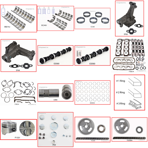 Enginetech MKF289P Master Engine Rebuild Kit for 1965-1968 Ford 289 4.7L V8 .060" Over Bore (4.060")