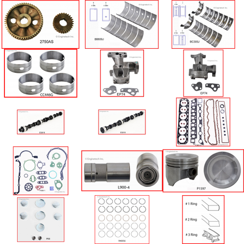 Enginetech MKF300B Master Engine Rebuild Kit for 1985-1987 Ford 300 4.9L V6 .020" Over Bore (4.020")