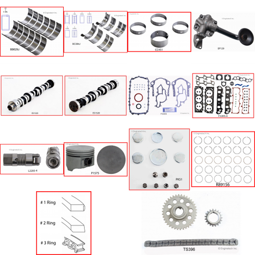 Enginetech MKF183F Master Engine Rebuild Kit for 1999-1999 Ford 183 3.0L V6 .030" Over Bore (3.535")