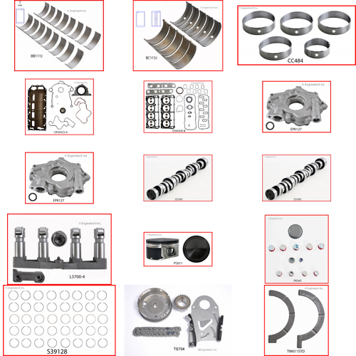 Enginetech MKCR345AP Master Engine Rebuild Kit for 2003-2008 Dodge 5.7L V8 .030" Over Bore (3.945")