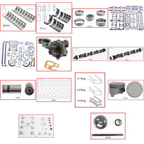 Enginetech MKCR360BP Master Engine Rebuild Kit for 1980-1988 Dodge 5.9L V8 .030" Over Bore (4.030")