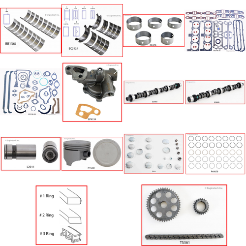 Enginetech MKCR360A Master Engine Rebuild Kit for 1974-1979 Dodge 5.9L V8 Standard Bore (4.000")