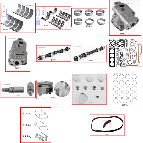 Enginetech MKF121 Master Engine Rebuild Kit for 1983-1986 Ford 121 2.0L 4-Cyl .040" Over Bore (3.555")
