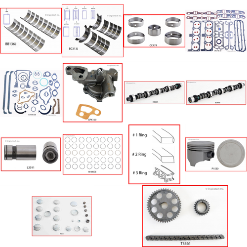 Enginetech MKCR360JP Master Engine Rebuild Kit for 1980-1980 Dodge 5.9L V8 .030" Over Bore (4.030")